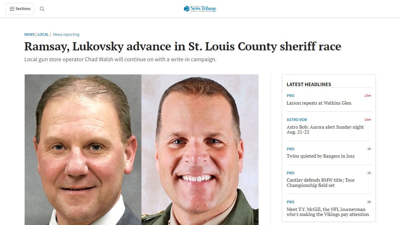 Ramsay, Lukovsky advance in St. Louis County sheriff race